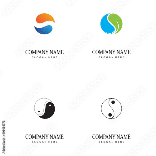 Set Yin Yang Simbol Flat Design