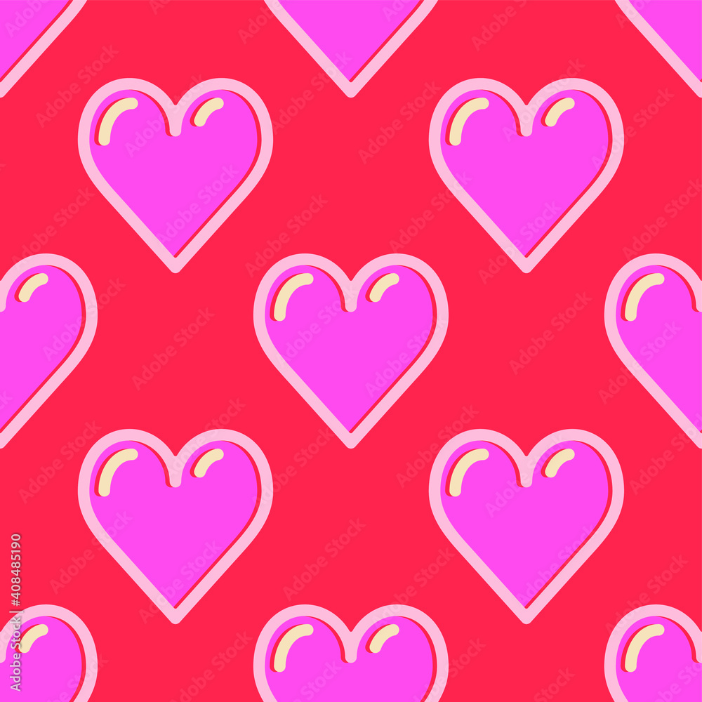 Seamless vector hearts pattern. Valentine's day background. For fabric, textile, wrapping, cover etc. 10 eps. Love emotion pink and red hearts pattern.