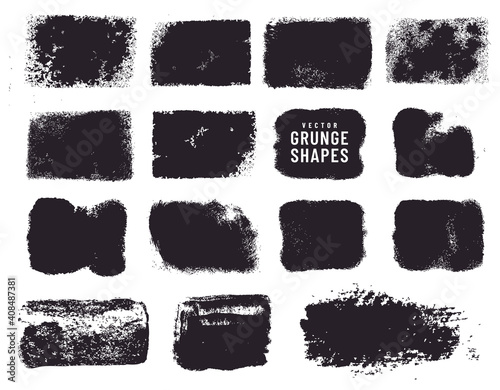 Grunge ink shapes. Vector rectangular stains.