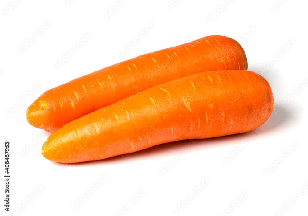 Washed orange carrots without green bunch, isolated Washed orange carrots without green bunch, isolated