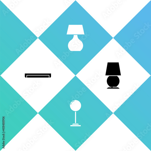 Set Fluorescent lamp, Floor, Table and icon. Vector.