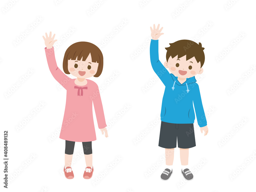 手を挙げる ポーズ 仕草 子供たち 全身 手を挙げる ポーズ 仕草 子供たち 全身
