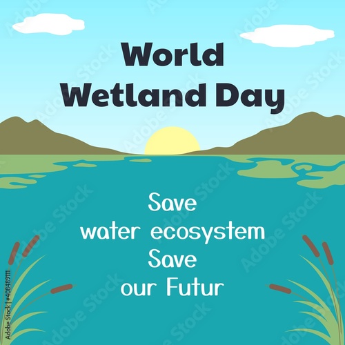 World Wetland Day awareness design in wetland biodiversity. ready to use, for banner, website, printing promotion