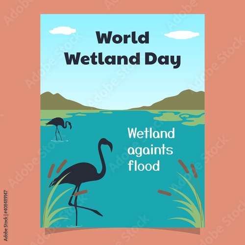 World Wetland Day awareness design in wetland biodiversity. ready to use, for banner, website, printing promotion