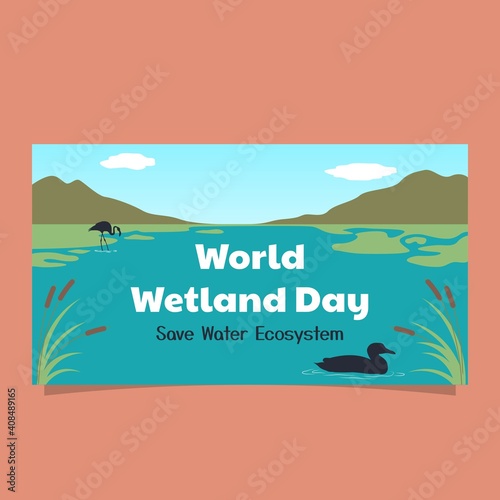 World Wetland Day awareness design in wetland biodiversity. ready to use, for banner, website, printing promotion