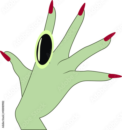 Witch's  hands. Cartoon halloween magic ritual, women's hands with tattoos and manicures. Vector illustration. Колдунья, магия.