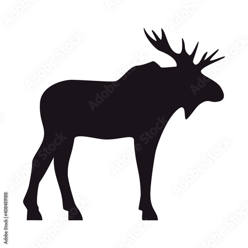 Moose silhouette  icon. Vector image on a white background.