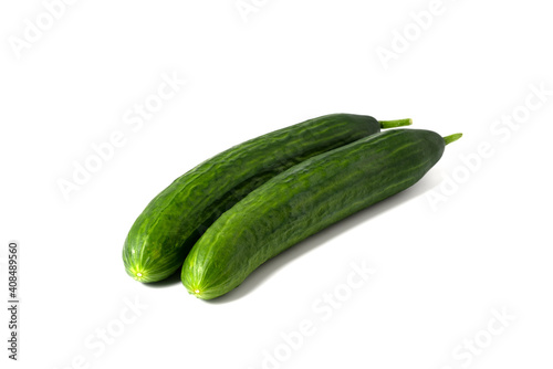 Green long Chinese cucumber. Isolated.