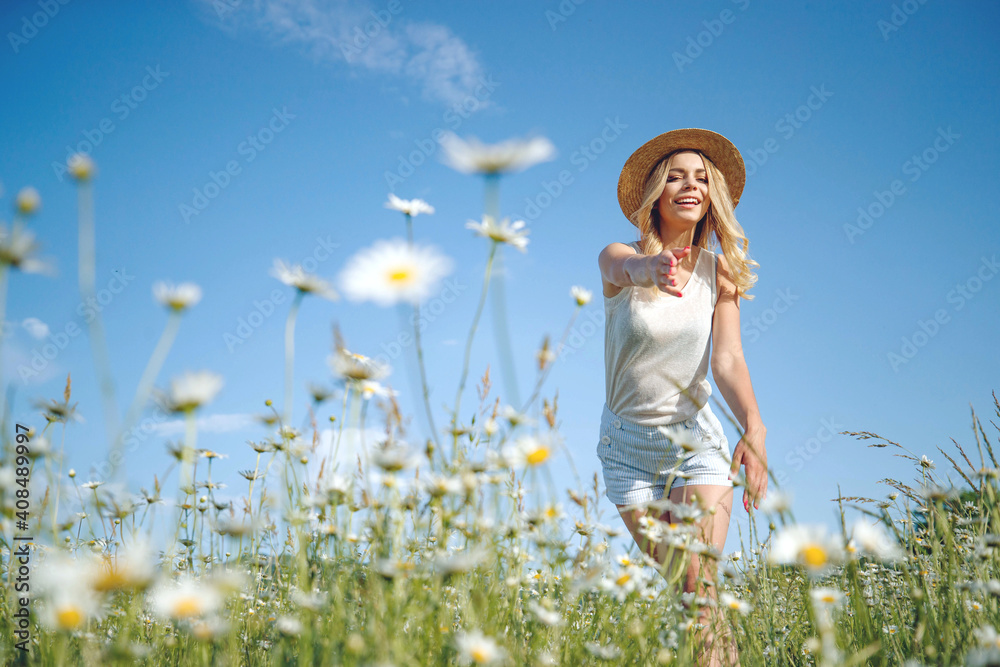 Portrait of attractive young girl on a sunny summer day. High quality photo Portrait of attractive young girl on a sunny summer day. High quality photo