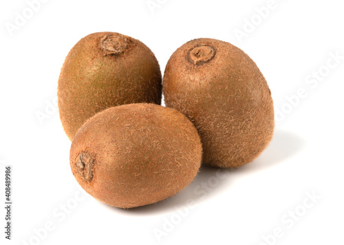 Close up of kiwi fruit and slice kiwi isolated on the white background