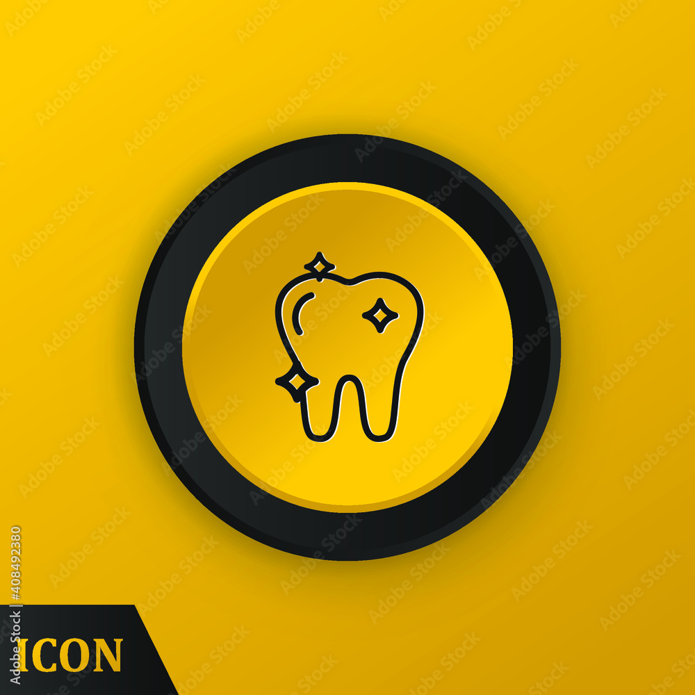 Tooth icon vector. Yellow round button on Yellow background. Tooth icon vector. Yellow round button on Yellow background.