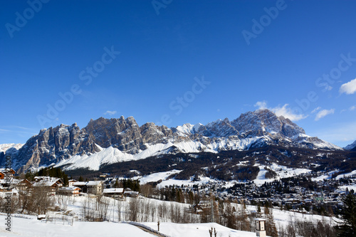 the valley of Cortina D'Ampezzo and Mount Cristallo in the background © corradobarattaphotos
