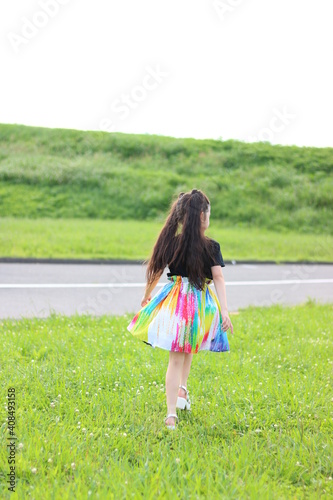 child playing in the field