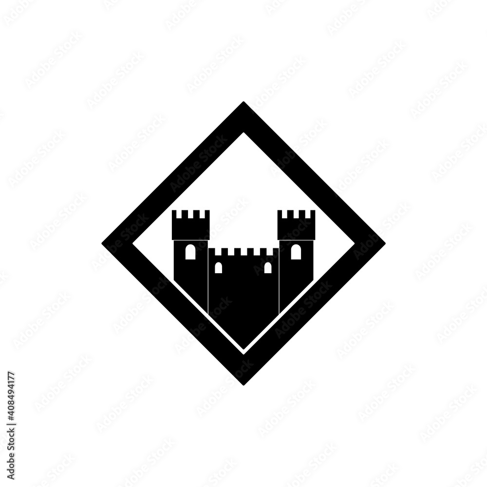 Castle logo. Castle tower icon isolated on white background