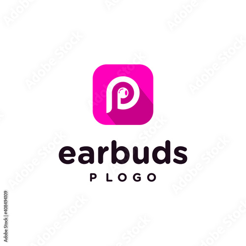 Earbuds P logo with combinations concept
