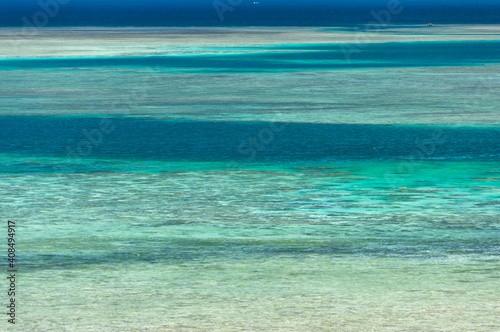 Stunning closeup view of Okinawa gradient coral sea. Iriomote Island.