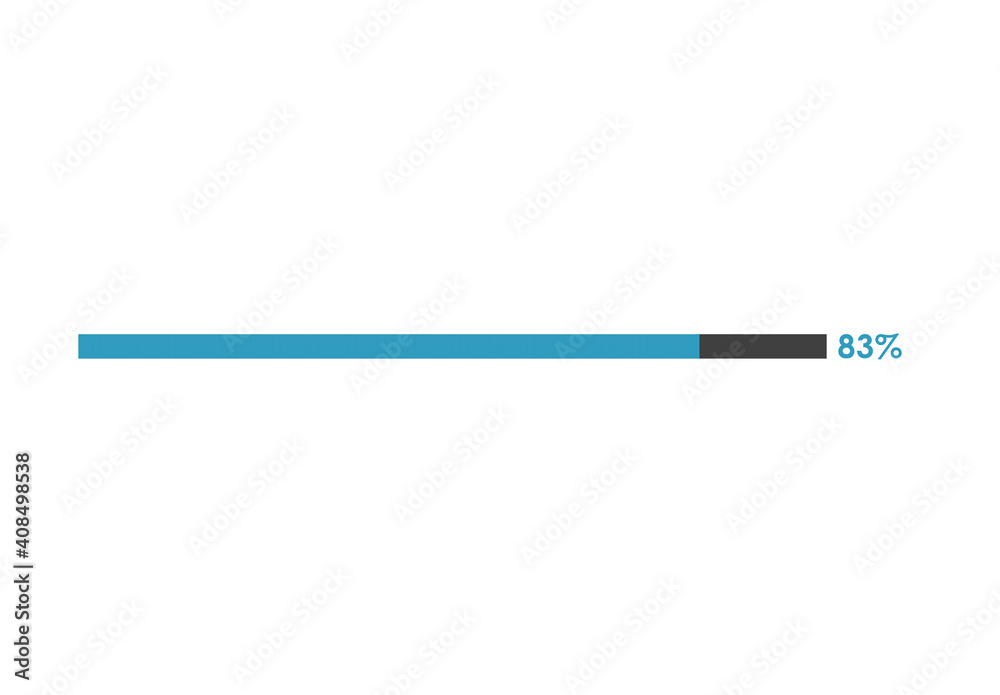 83% loading icon, 83% Progress bar vector illustration