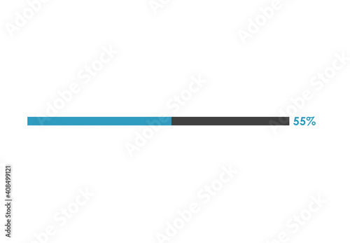 55% loading icon, 55% Progress bar vector illustration
