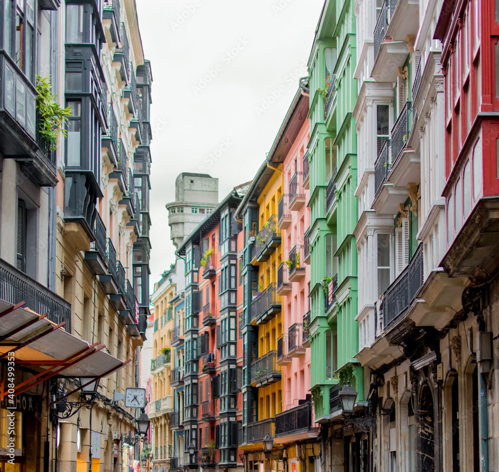 Colorful buildings in Bilbao