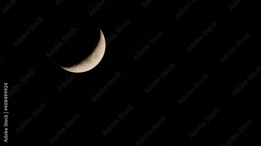 Scene time lapse of crescent moon and night sky, Big moon Background Scene time lapse of crescent moon and night sky, Big moon Background