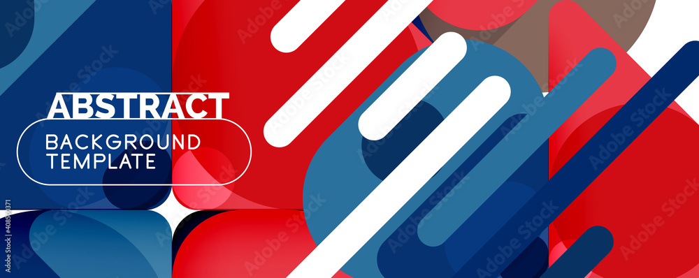 Flat geometric round shapes and dynamic lines, abstract background. Vector illustration for placards, brochures, posters and banners Flat geometric round shapes and dynamic lines, abstract background. Vector illustration for placards, brochures, posters and banners
