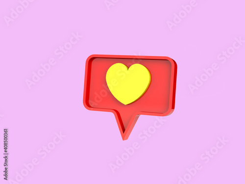 Social media like heart icon Minimal isolated symbol, 3D rendering on pink background.