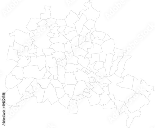 Simple vector white map with black borders of boroughs (bezirke) and localities of Berlin, Germany