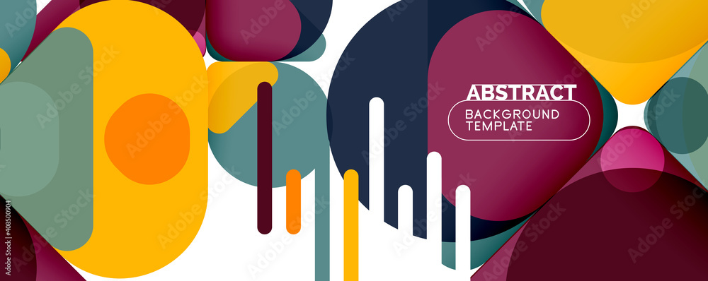Modern geometric round shapes and dynamic lines, abstract background. Vector illustration for placards, brochures, posters and banners Modern geometric round shapes and dynamic lines, abstract background. Vector illustration for placards, brochures, posters and banners