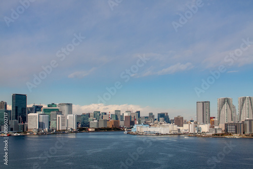 Panoramic Tokyo cityscape facing the bay of water © Yz-Wu
