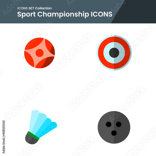 Illustration icons set of starget  bowling ball  badminton and many more. perfect use for web pattern design etc.