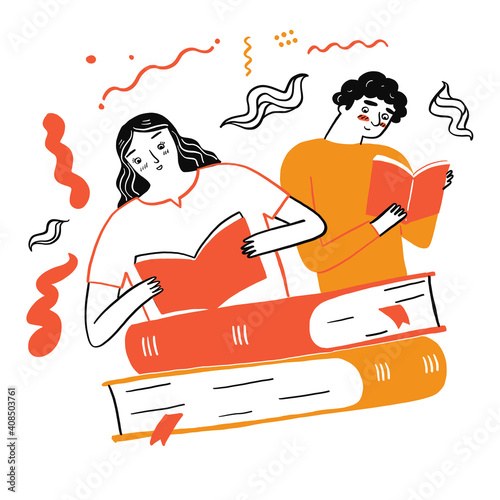 Couple reading a favorite book