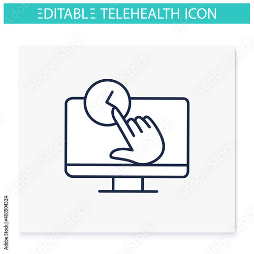 Real time interactive line icon. Live chat. Virtual medical consultation. Telehealth medical care. Telemedicine, health care concept. Isolated vector illustration. Editable stroke 