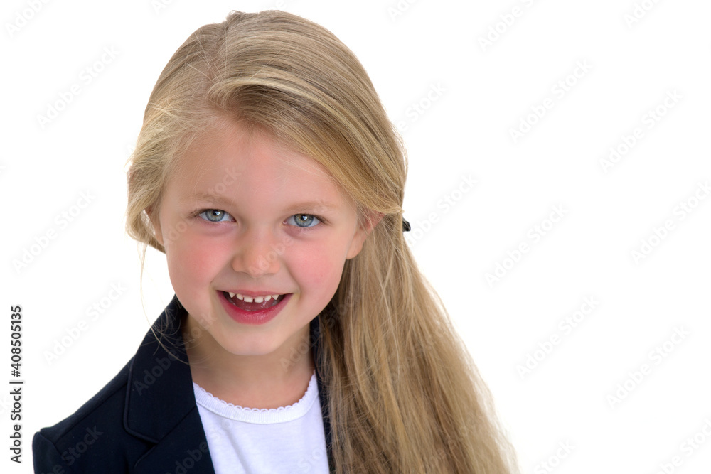 Front view portrait of beautiful little schoolgirl Front view portrait of beautiful little schoolgirl