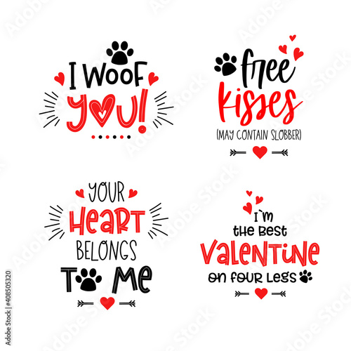 Dog pet puppy valentines day lettering set