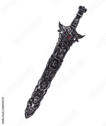 Fotografia toy medieval sword on white background
