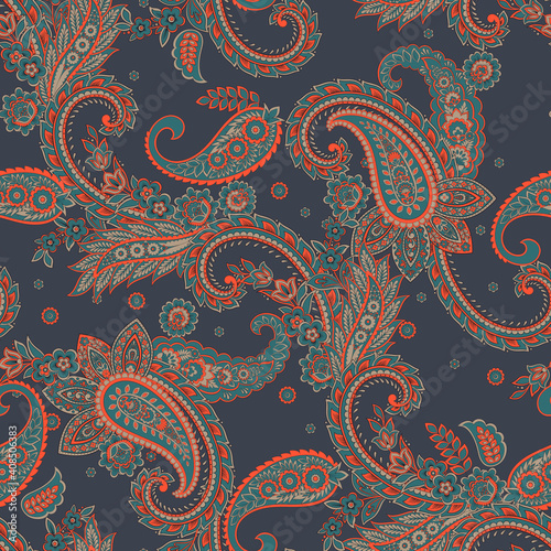 Paisley Floral oriental ethnic Pattern. Seamless Vector Ornament. Damask fabric patterns.