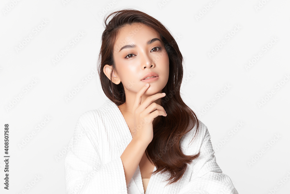 Beautiful young asian woman with clean fresh skin on white background, Face care, Facial treatment, Cosmetology, beauty and spa, Asian women portrait Beautiful young asian woman with clean fresh skin on white background, Face care, Facial treatment, Cosmetology, beauty and spa, Asian women portrait