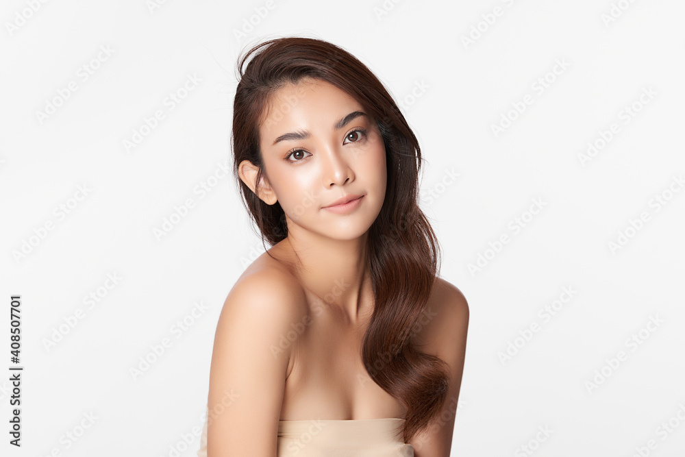Beautiful young asian woman with clean fresh skin on white background, Face care, Facial treatment, Cosmetology, beauty and spa, Asian women portrait Beautiful young asian woman with clean fresh skin on white background, Face care, Facial treatment, Cosmetology, beauty and spa, Asian women portrait