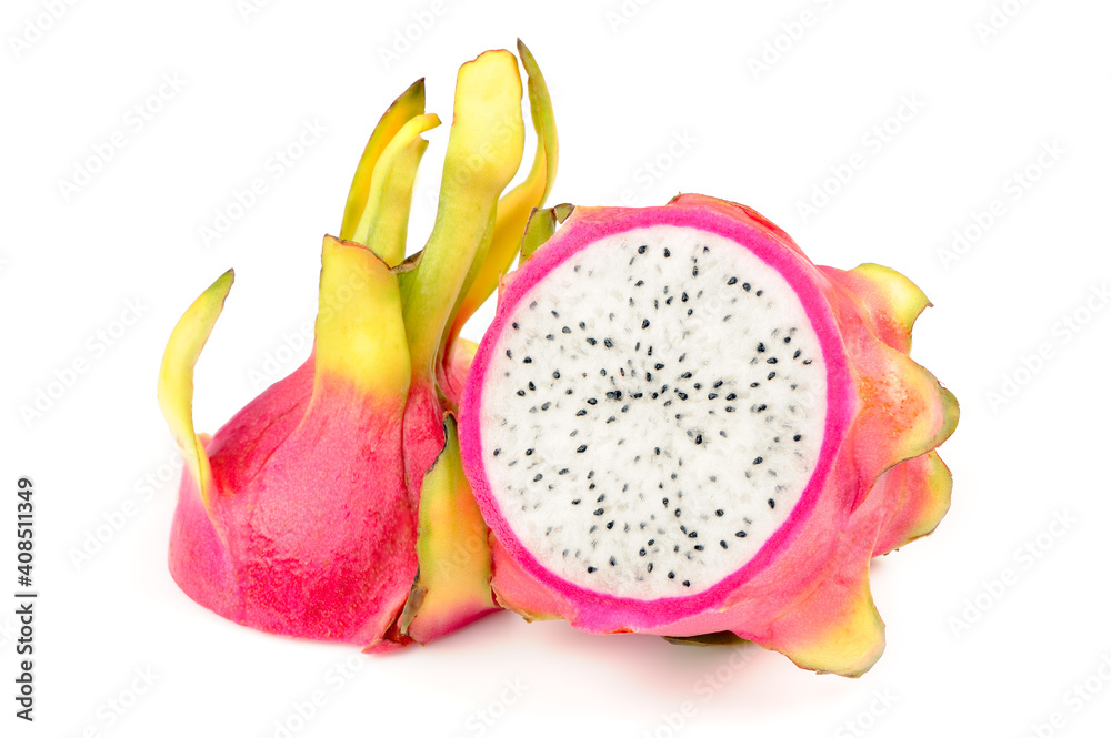 Pitaya Fruit (Dragon Fruit) Isolated on White Background