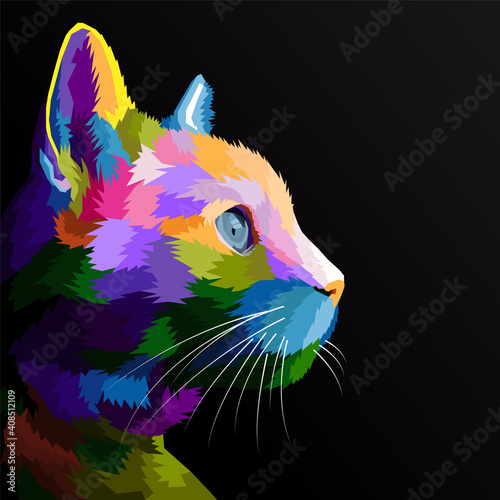 colorful cat pop art portrait premium vector premium design, isolated decoration poster design cat vector