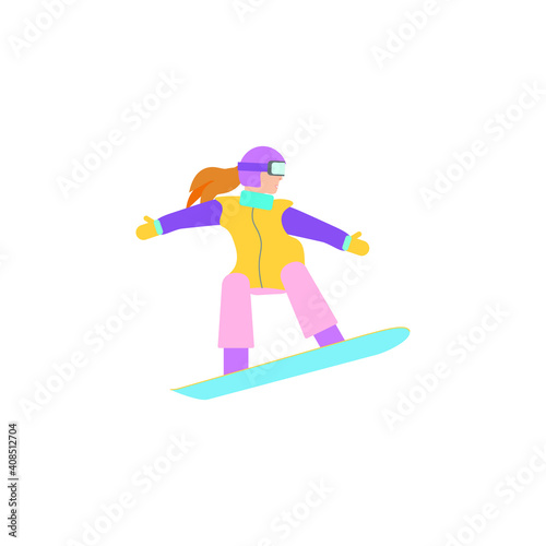 snowboarding on white background