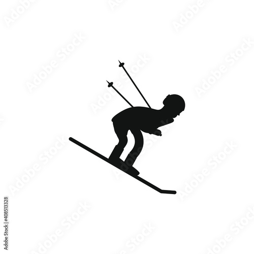 man practicing alpine skiing in mountain