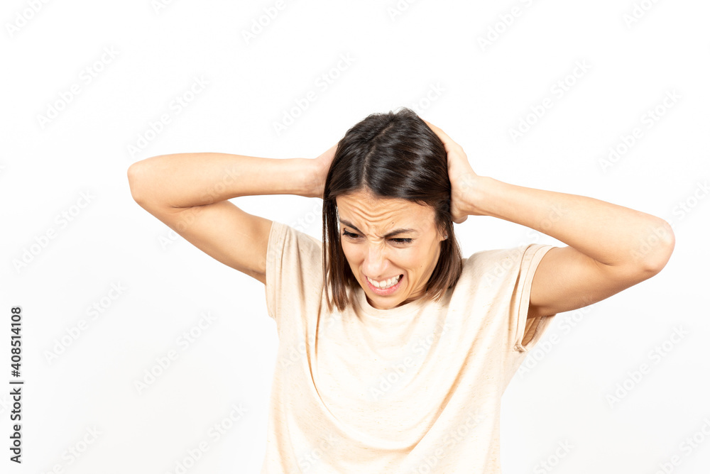 A despaired latin young woman. Mental health and psychology concept. A despaired latin young woman. Mental health and psychology concept.