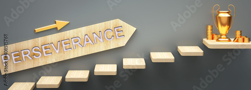 Tableau sur toile Perseverance leads to money and success in business and life - symbolized by sta