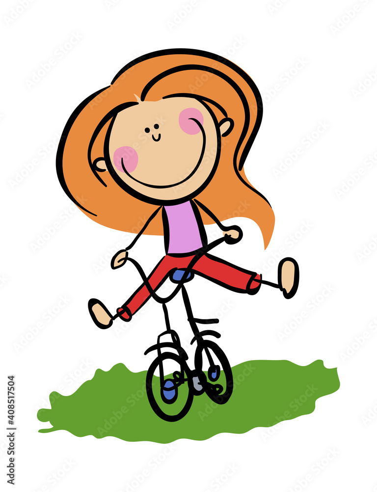 Cartoon Young Woman rides bicycle . Concept of love cycling stock illustration Cartoon Young Woman rides bicycle . Concept of love cycling stock illustration