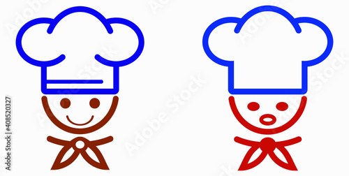 Chef icon. Kitchen utensils. Cafe icon. Fast food illustration. Vector icon.