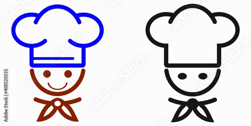 Chef icon. Kitchen utensils. Cafe icon. Fast food illustration. Vector icon.