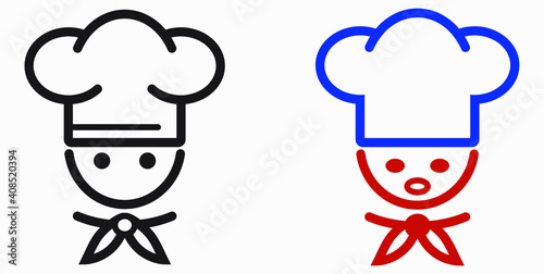 Chef icon. Kitchen utensils. Cafe icon. Fast food illustration. Vector icon.