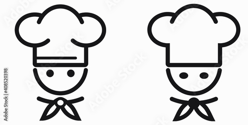 Chef icon. Kitchen utensils. Cafe icon. Fast food illustration. Vector icon.