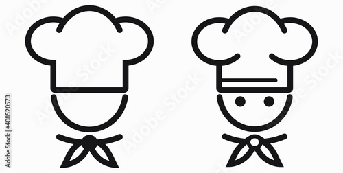Chef icon. Kitchen utensils. Cafe icon. Fast food illustration. Vector icon.